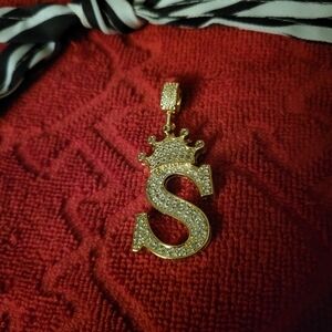 Men's (S) Goldtone Rhinestones Crown Pendant